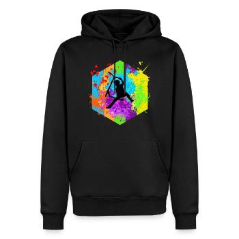 Freestyle-Roller - Männer Premium Bio Hoodie - Schwarz - Vorne - Nico (187cm)