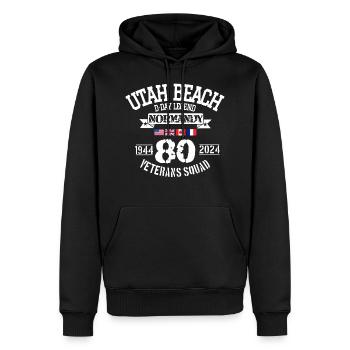 D DAY Utah 80th anniversary - Sweat à capuche Premium bio Homme - noir - Devant - Nico (187cm)