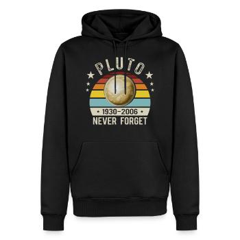 Pluto niemals vergessen - Männer Premium Bio Hoodie - Schwarz - Vorne - Nico (187cm)