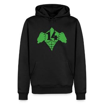 14 anniversaire drôle 14 ans de cadeau - Sweat à capuche Premium bio Homme - noir - Devant - Nico (187cm)