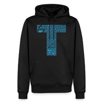 Buchstabe T - Männer Premium Bio Hoodie - Schwarz - Vorne - Nico (187cm)