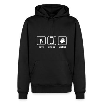 Schlüssel Telefon Wallet - Männer Premium Bio Hoodie - Schwarz - Vorne - Nico (187cm)