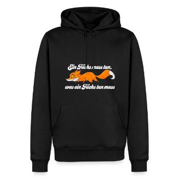 Ein Fuchs muss tun was ein Fuchs tun muss - Männer Premium Bio Hoodie - Schwarz - Vorne - Nico (187cm)