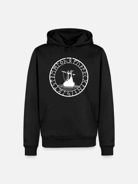 White Viking Drakkar and Compass - Men’s Premium Organic Hoodie - black
