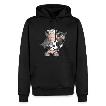 Dracula Kuh I Vampir Fun - Männer Premium Bio Hoodie - Schwarz - Vorne - Nico (187cm)