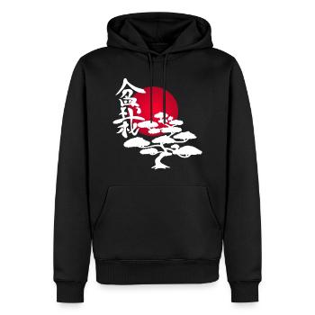 Weißer Baum und rote Sonne - Männer Premium Bio Hoodie - Schwarz - Vorne - Nico (187cm)