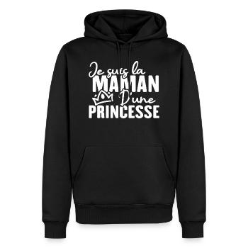 Je suis la maman d une princesse - Sweat à capuche Premium bio Homme - noir - Devant - Nico (187cm)