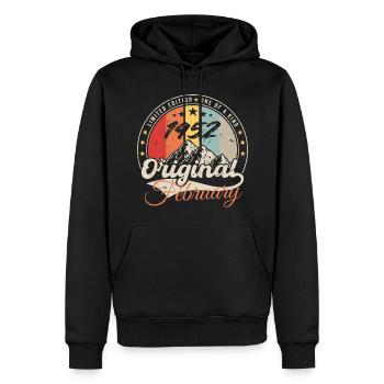 Anniversaire Cadeau Février 1952 Millésime 72 Ans - Sweat à capuche Premium bio Homme - noir - Devant - Nico (187cm)