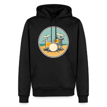 Drum Set Illustration - Men’s Premium Organic Hoodie - black - Front - Nico (187cm)