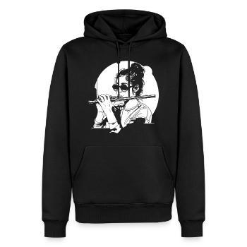Flûtiste dessinateur - Sweat à capuche Premium bio Homme - noir - Devant - Nico (187cm)
