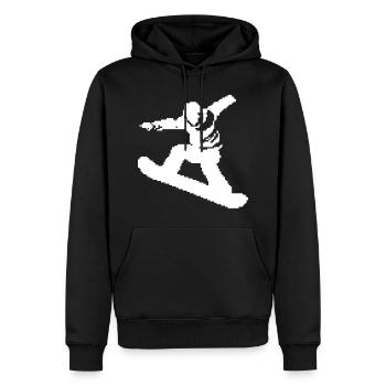 Graphique Pixel Snowboarder - Sweat à capuche Premium bio Homme - noir - Devant - Nico (187cm)