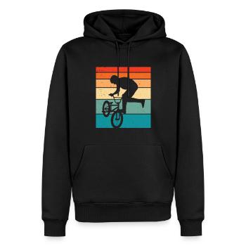 Bmx Retro Bmx Fahrrad - Männer Premium Bio Hoodie - Schwarz - Vorne - Nico (187cm)
