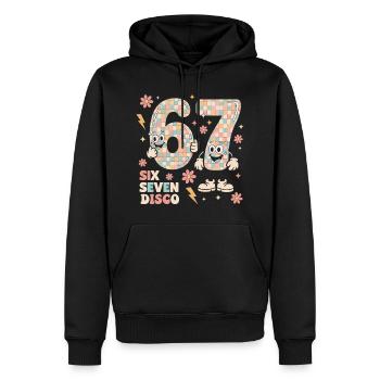 Lustige Disco Ball Retro Party Geschenk Six Seven - Männer Premium Bio Hoodie - Schwarz - Vorne - Nico (187cm)