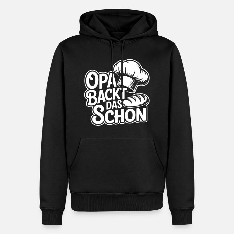 Opa backt das schon - Männer Premium Bio Hoodie - Schwarz