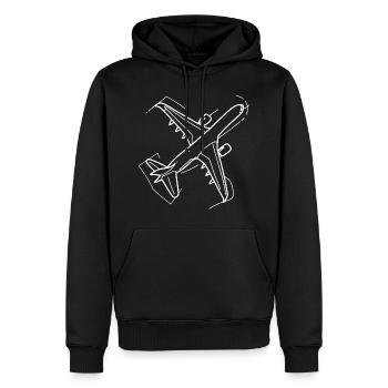 Dessin d’avion - Sweat à capuche Premium bio Homme - noir - Devant - Nico (187cm)