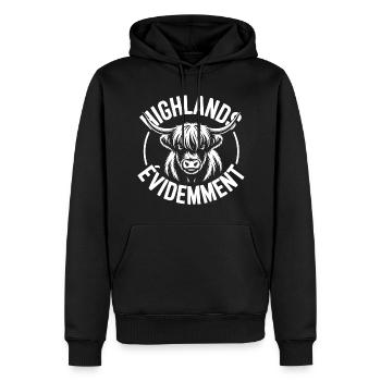 Highland-Kuh-Logo - Männer Premium Bio Hoodie - Schwarz - Vorne - Nico (187cm)