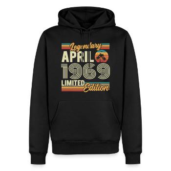 April 1969 57th Anniversary Gift - April 1969 - Men’s Premium Organic Hoodie - black - Front - Nico (187cm)