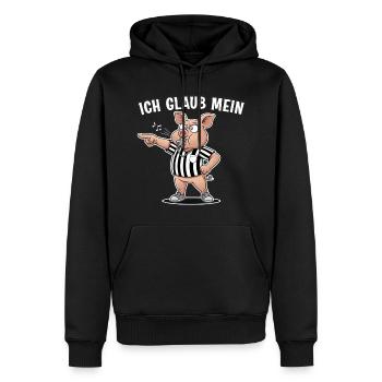 Ich glaub mein Schwein pfeift – Lustiges Shirt - Männer Premium Bio Hoodie - Schwarz - Vorne - Nico (187cm)