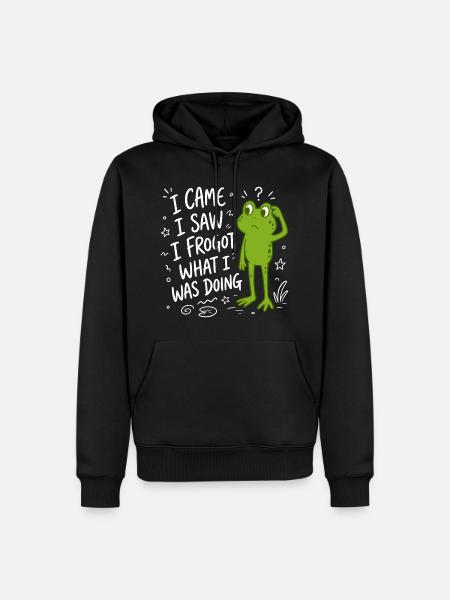 Frosch - I came I saw I frogot what i was doing - Männer Premium Bio Hoodie - Schwarz