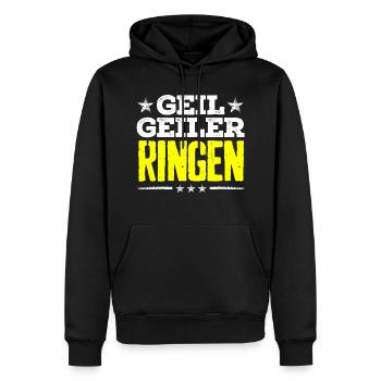 ringen - geil - Männer Premium Bio Hoodie - Schwarz - Vorne - Nico (187cm)