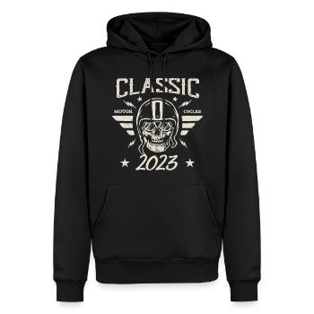 Cadeau D’anniversaire Classique Vintage Né en 2023 - Sweat à capuche Premium bio Homme - noir - Devant - Nico (187cm)