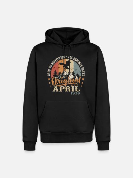 Jubiläum April 1976 | Geschenk April 1976 - Männer Premium Bio Hoodie - Schwarz
