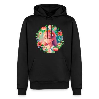 Anime Manga Kpop Girl in Garden - Männer Premium Bio Hoodie - Schwarz - Vorne - Nico (187cm)