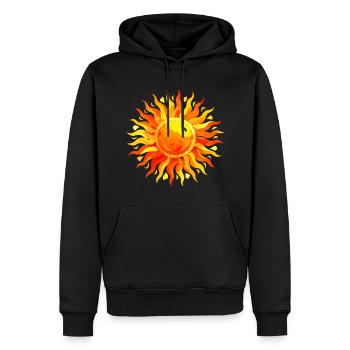 Gebürstetes Aquarell gemalte Sonne - Männer Premium Bio Hoodie - Schwarz - Vorne - Nico (187cm)