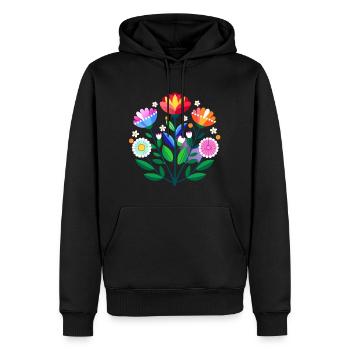 subtle bi pride flowers - Men’s Premium Organic Hoodie - black - Front - Nico (187cm)