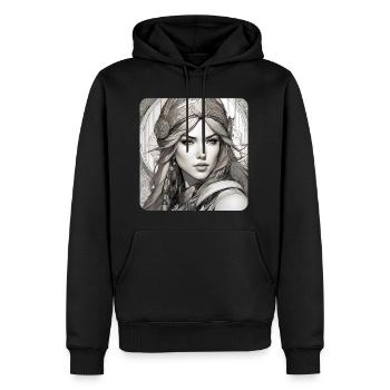 Fantasy Anime Girl Wikinger Germanen Mittelalter - Männer Premium Bio Hoodie - Schwarz - Vorne - Nico (187cm)