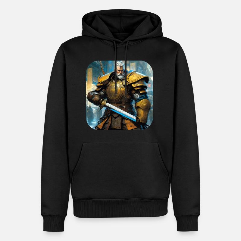 Stolzer Krieger - Männer Premium Bio Hoodie - Schwarz