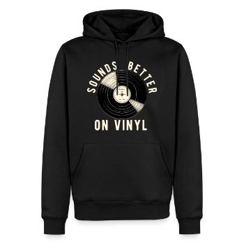 Sounds Better on Vinyl Sound is Better on Vinyl - Men’s Premium Organic Hoodie - black - Front - Nico (187cm)