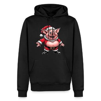 Schweinchen Christmas - Männer Premium Bio Hoodie - Schwarz - Vorne - Nico (187cm)