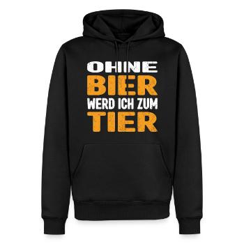 Ohne Bier werd ich zum Tier - Männer Premium Bio Hoodie - Schwarz - Vorne - Nico (187cm)