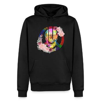 Hippie Peace Peace 60's 70's Love T-Shirt - Sweat à capuche Premium bio Homme - noir - Devant - Nico (187cm)