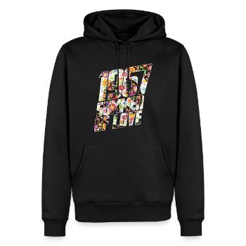 Hippie Peace Peace 60's 70's Love T-Shirt - Sweat à capuche Premium bio Homme - noir - Devant - Nico (187cm)