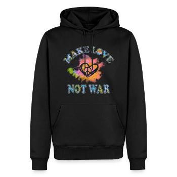 Hippie Frieden Peace 60`s 70`s Liebe T-Shirt - Männer Premium Bio Hoodie - Schwarz - Vorne - Nico (187cm)