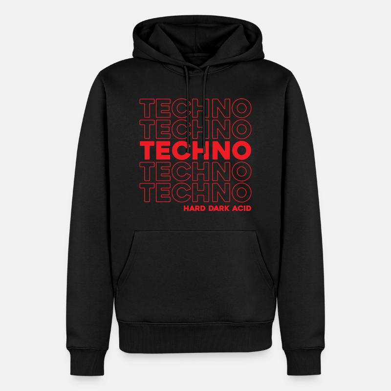 Techno Hard Dark Acid Techno - Sweat à capuche Premium bio Homme - noir
