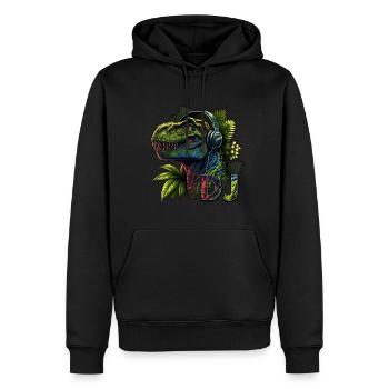 DJ Rex - Tyrannosaurus Disc Jockey - Männer Premium Bio Hoodie - Schwarz - Vorne - Nico (187cm)
