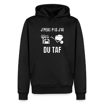 J’peux pas j’ai du taf - Sweat à capuche Premium bio Homme - noir - Devant - Nico (187cm)