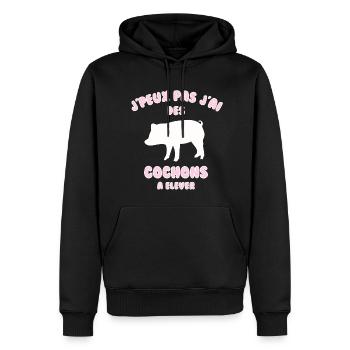 J’peux pas j’ai cochons à élever - Sweat à capuche Premium bio Homme - noir - Devant - Nico (187cm)