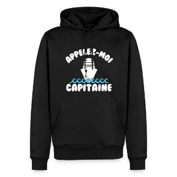 Appelez moi capitaine - Sweat à capuche Premium bio Homme - noir - Devant - Nico (187cm)