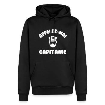 Appelez moi capitaine - Sweat à capuche Premium bio Homme - noir - Devant - Nico (187cm)