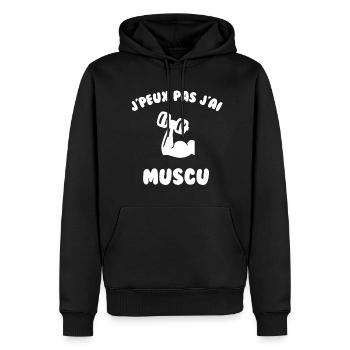 J’peux pas j’ai muscu - Sweat à capuche Premium bio Homme - noir - Devant - Nico (187cm)