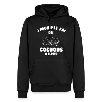 J’peux pas j’ai des cochons à élever - Sweat à capuche Premium bio Homme - noir - Devant - Nico (187cm)