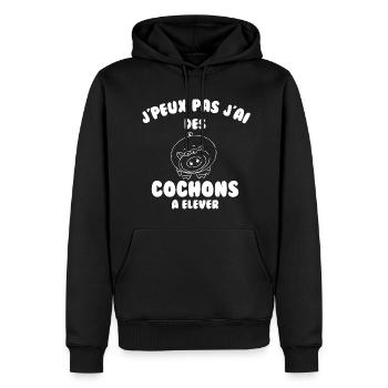 J’peux pas j’ai des cochons à élever - Sweat à capuche Premium bio Homme - noir - Devant - Nico (187cm)