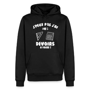 J’peux pas j’ai mes devoirs à faire - Sweat à capuche Premium bio Homme - noir - Devant - Nico (187cm)