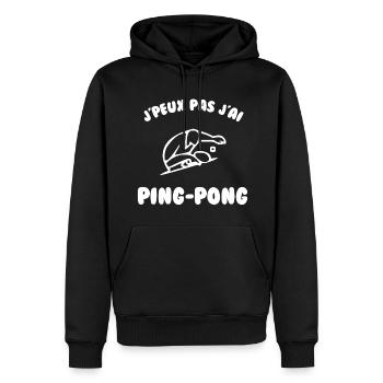 J’peux pas j’ai ping-pong - Sweat à capuche Premium bio Homme - noir - Devant - Nico (187cm)