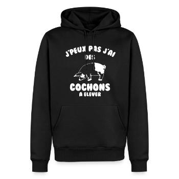 J’peux pas j’ai des cochons à élever - Sweat à capuche Premium bio Homme - noir - Devant - Nico (187cm)