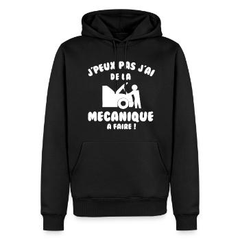 J’peux pas j’ai de la mécanique à faire - Sweat à capuche Premium bio Homme - noir - Devant - Nico (187cm)